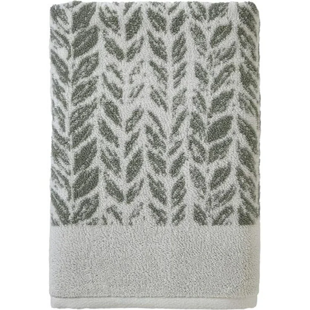 Turkish cotton bath towel sage 28x54 soft absorbent distressed leaf bathroom tow